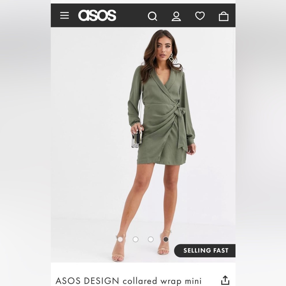 ASOS Sage Green Wrap Dress - great condition- worn once